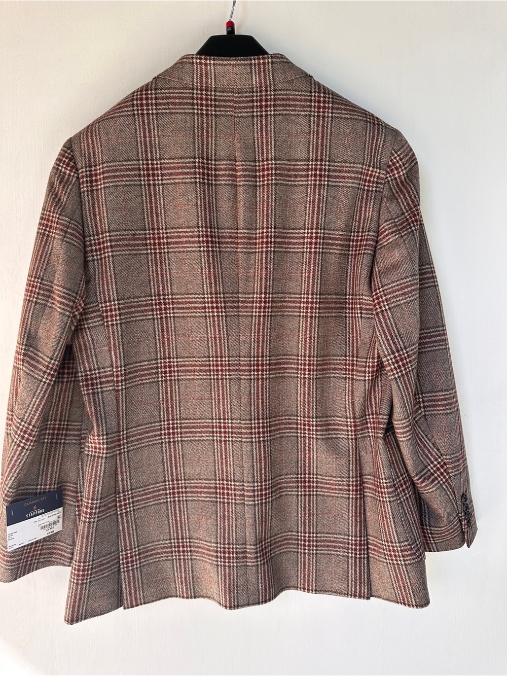 NEW Stafford Wool Sport Coat Blazer Jacket Brown Plaid Mens 48R $198 Classic Fit - Picture 11 of 14